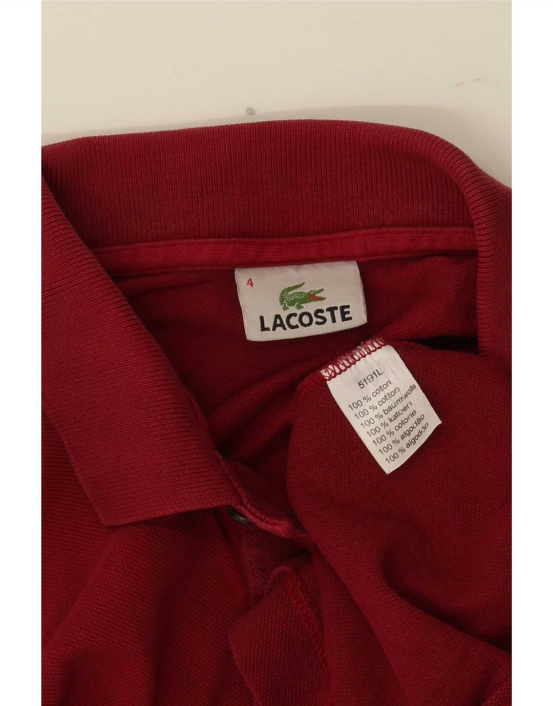 Polo Lacoste para hombre talla 4 mediano algodón rojo
