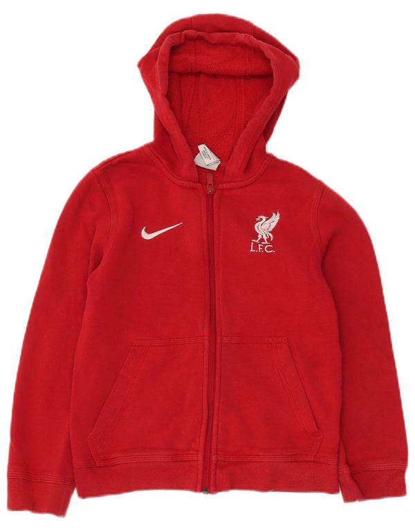 NIKE Sudadera con capucha y cremallera Liverpool para niños de 8 a 9 años, talla pequeña, algodón rojo