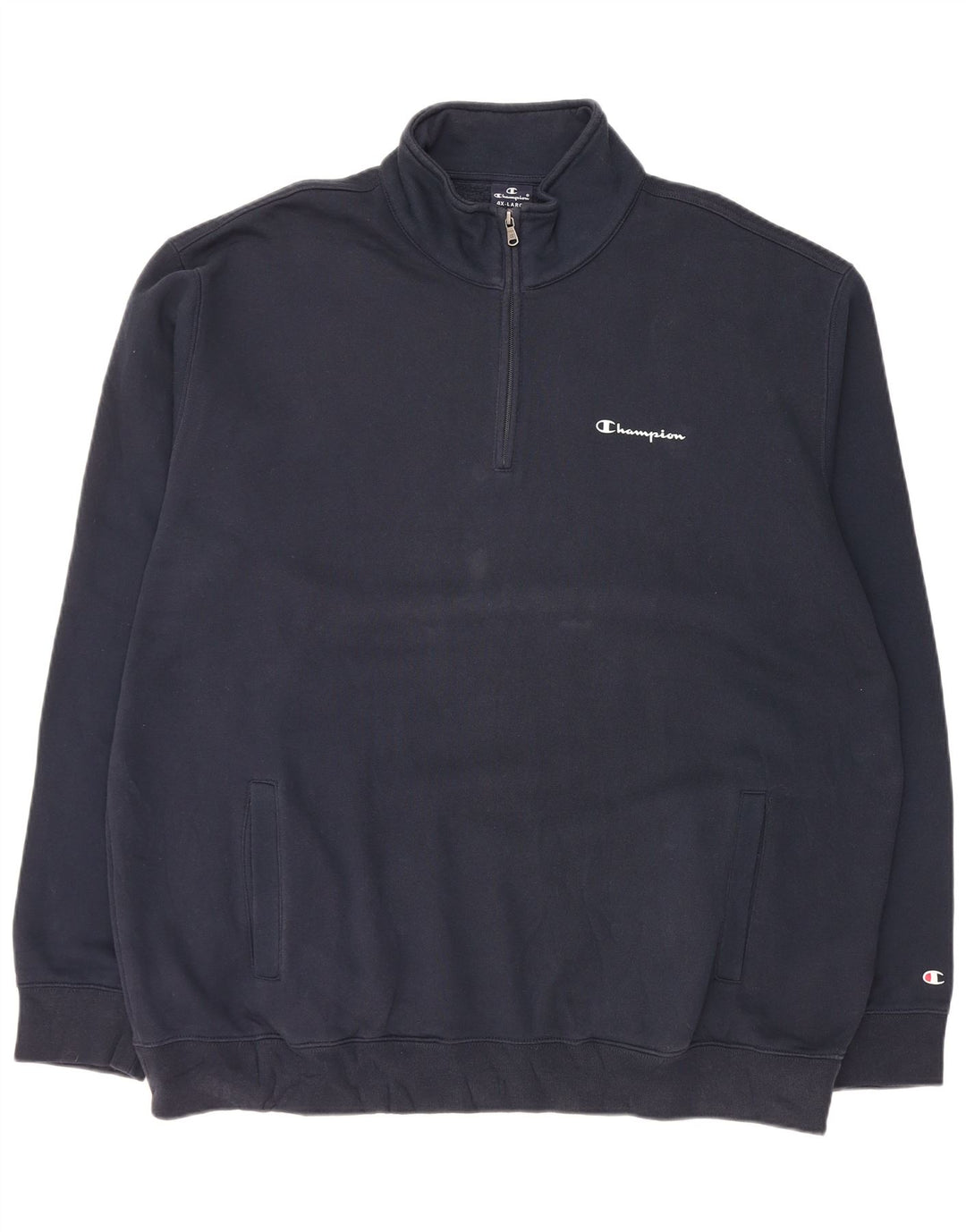 CHAMPION Sudadera con cuello y cremallera para hombre Jersey 4XL Algodón azul marino