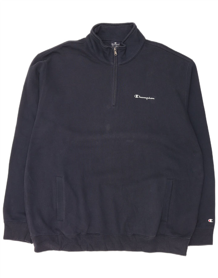 CHAMPION Sudadera con cuello y cremallera para hombre Jersey 4XL Algodón azul marino