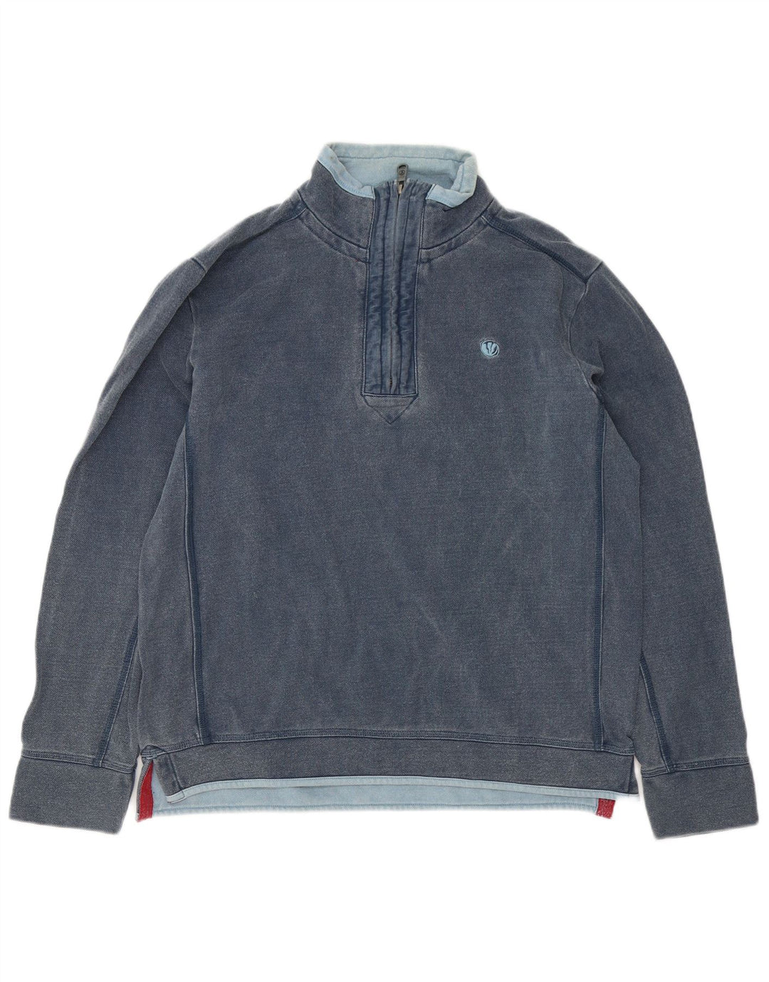Sudadera con capucha y cuello con cremallera para hombre Fat Face Jersey de algodón azul marino mediano