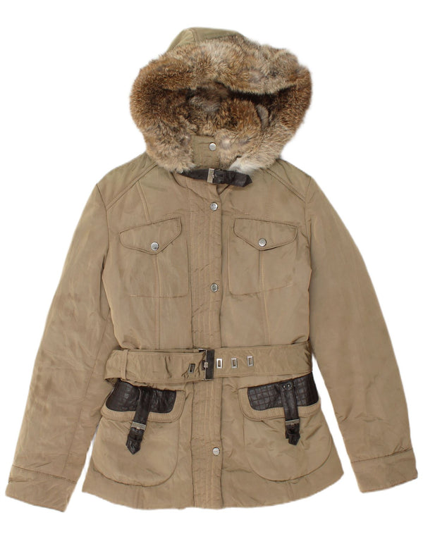 Mabrun Chaqueta Acolchada Mujer Con Capucha IT 44 Poliamida Beige Medio