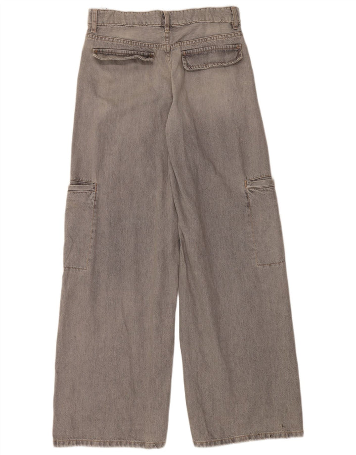 ZARA Vaqueros Cargo De Pierna Ancha Mujer EU 40 Mediano W30 L34 Algodón Gris