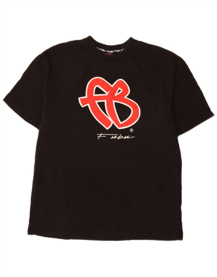 Fubu - Camiseta gráfica para hombre, talla grande, algodón negro