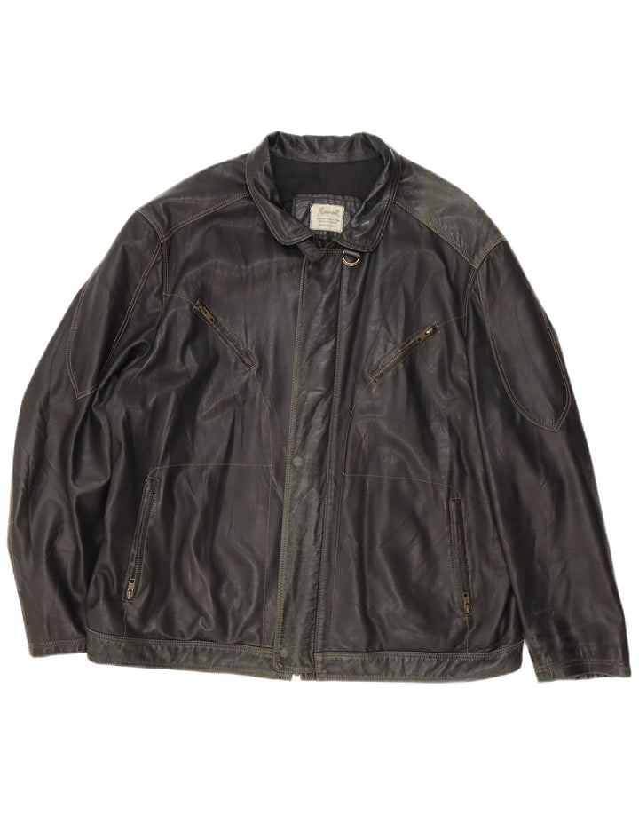 Vintage chaqueta de cuero para hombre Reino Unido 44 2XL negro