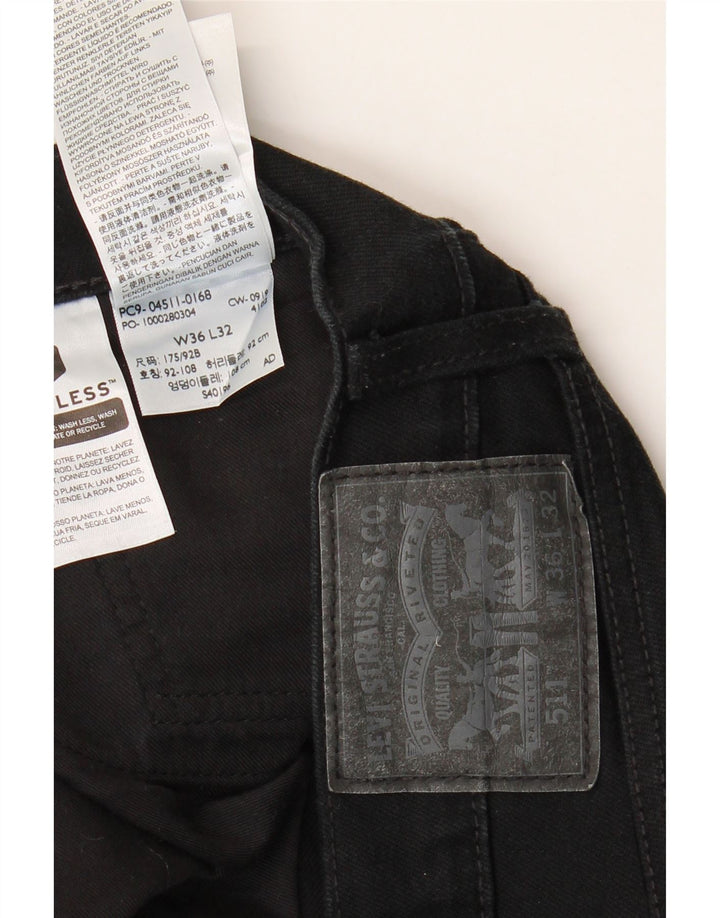 Levi's Hombre 511 Slim Jeans W36 L32 Algodón Negro
