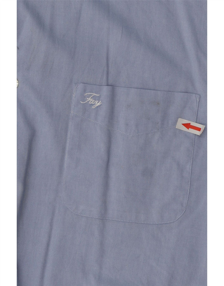 Camisa Fay Hombre Talla 44 17 1/2 XL Azul Algodón