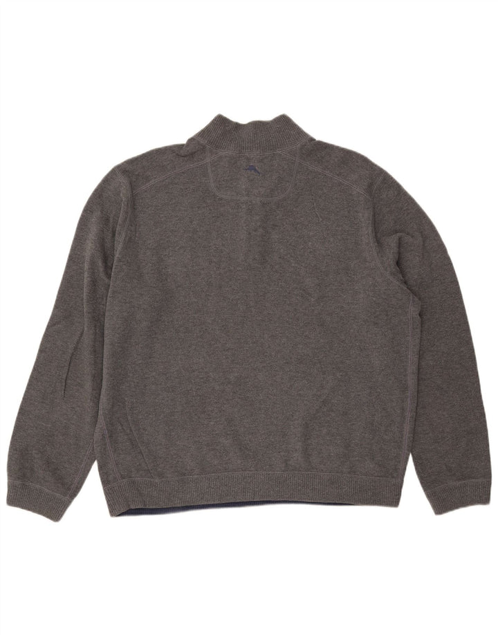 TOMMY BAHAMA Suéter tipo jersey con cuello y cremallera para hombre XL Gris