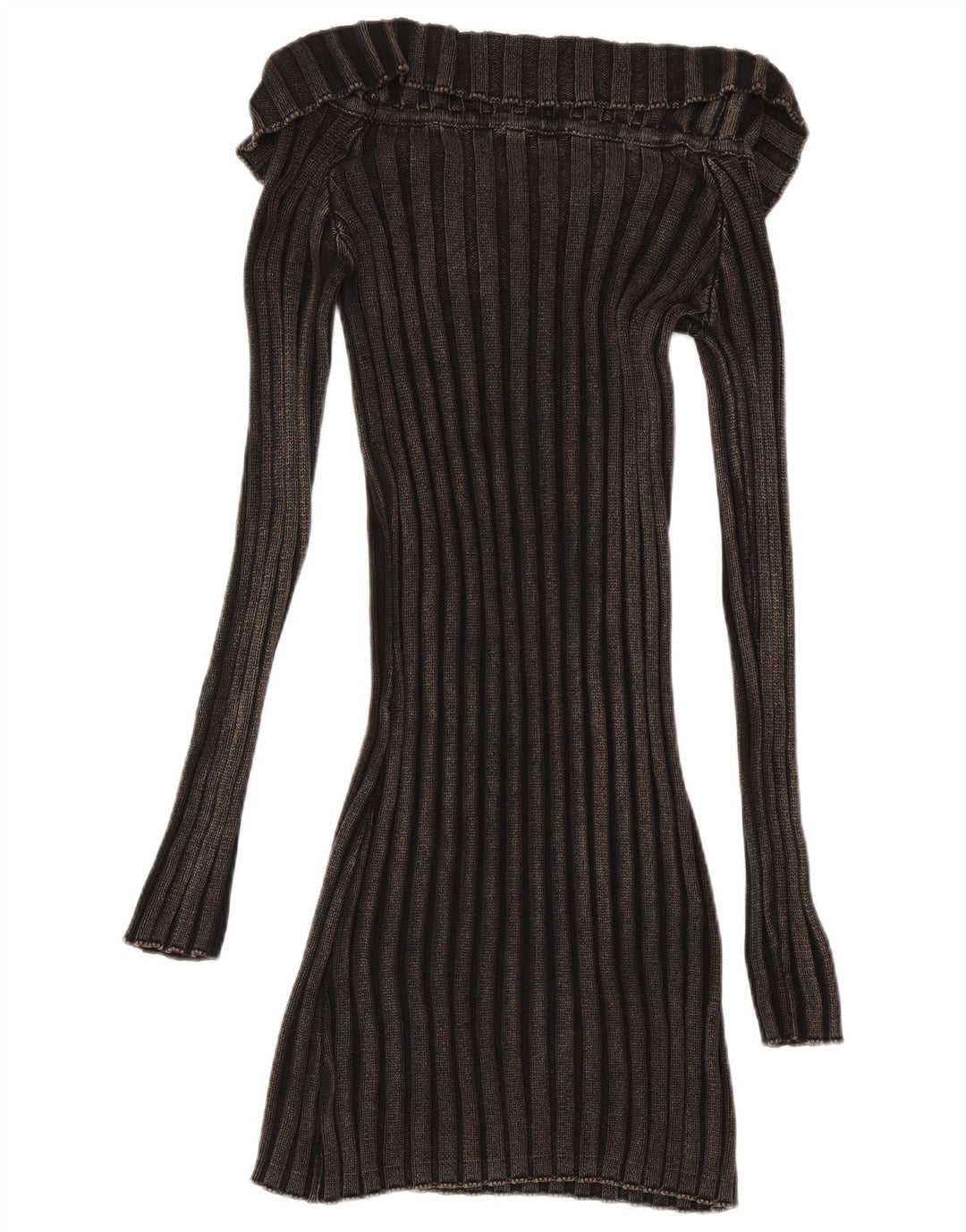 ZARA Vestido tipo jersey de manga larga para mujer UK 44 Large Algodón negro