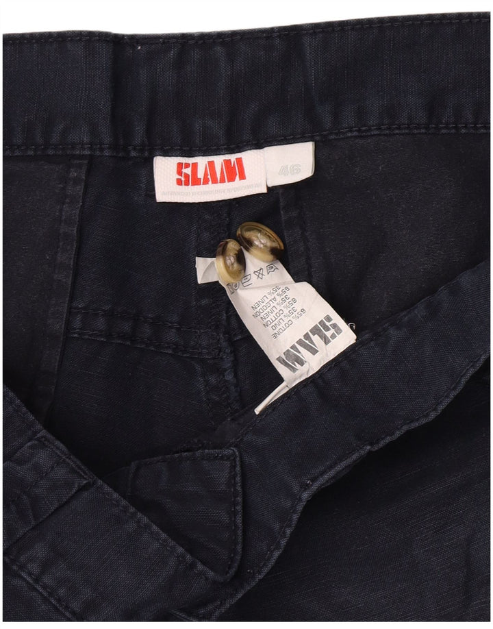 Slam Mens Cargo Shorts IT 46 Small W30 Azul Marino Algodón
