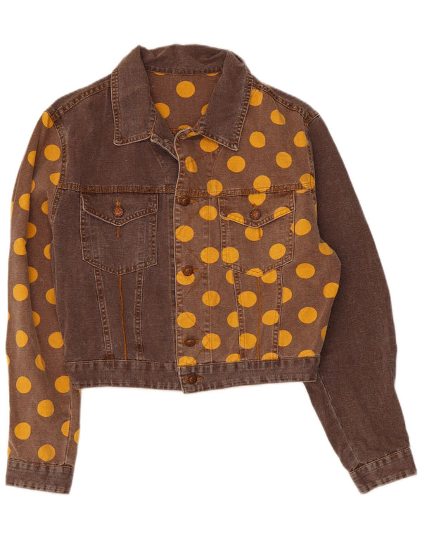 Fiorucci Chaqueta vaquera corta para mujer UK 44 Marrón medio con lunares