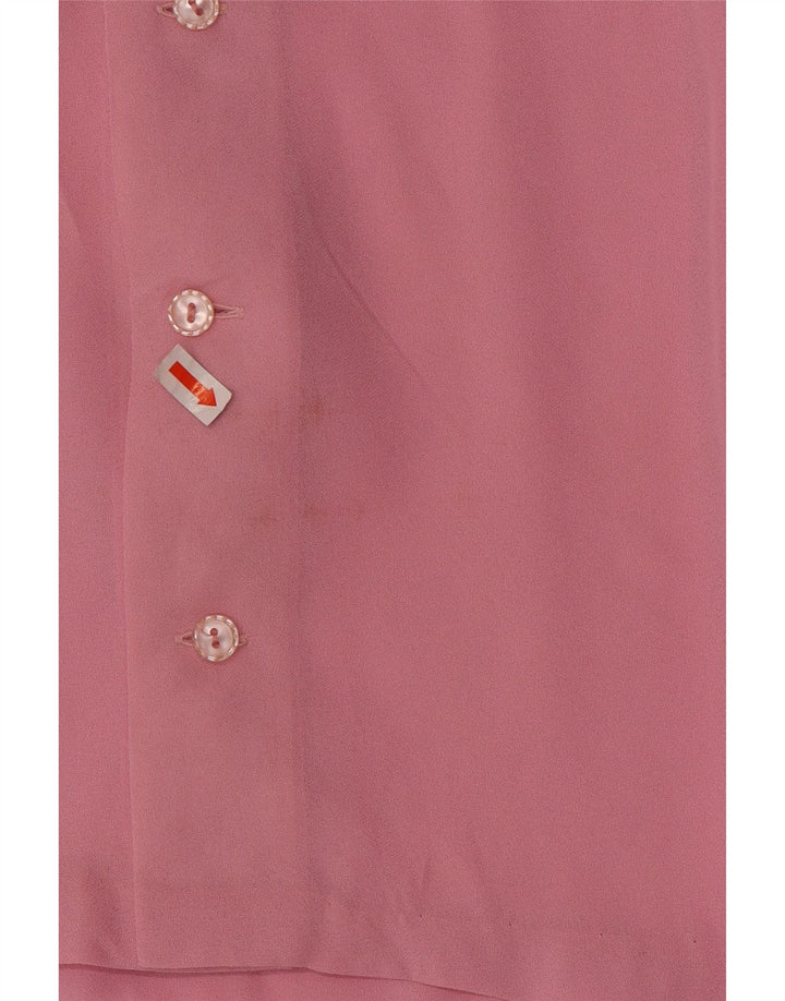 Vintage mujer manga larga blusa Top Reino Unido 12 rosa medio
