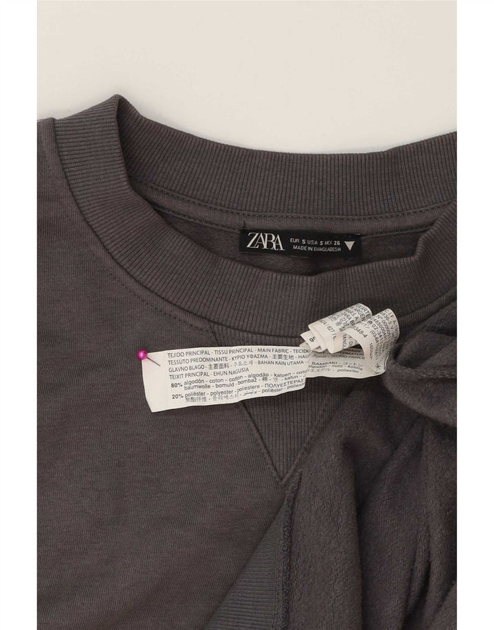 Zara Mujer Sudadera Oversize Jersey UK 10 Small Gris Algodón