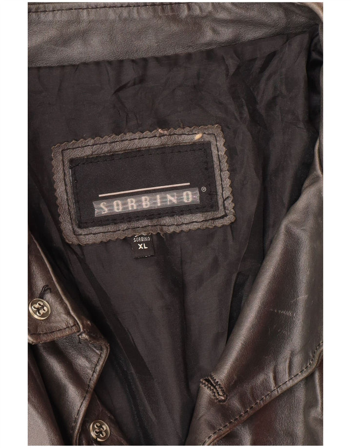 SORBINO Chaqueta de cuero para hombre ES 42 XL Gris