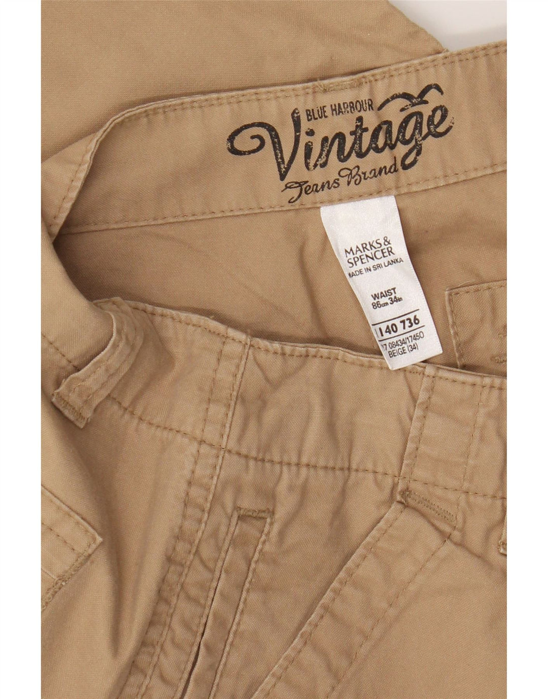 Marks & Spencer - Bermudas tipo cargo para hombre, color azul, talla 34, color beige