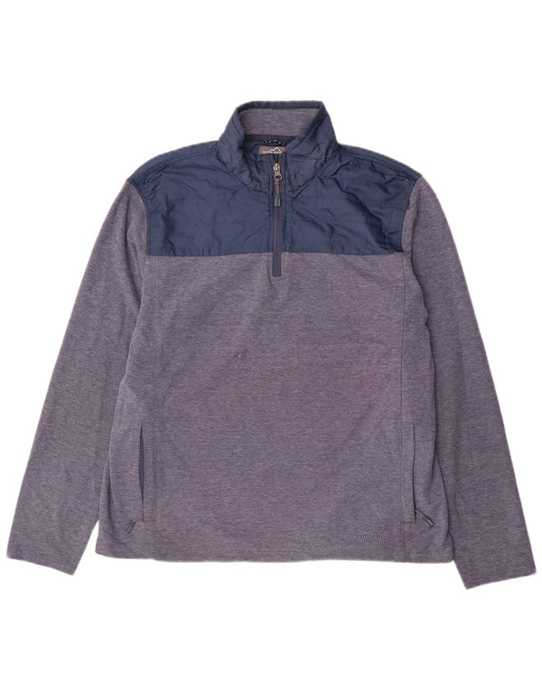 Eddie Bauer Hombre Sudadera Con Cremallera En El Cuello Jumper Large Azul Colorblock