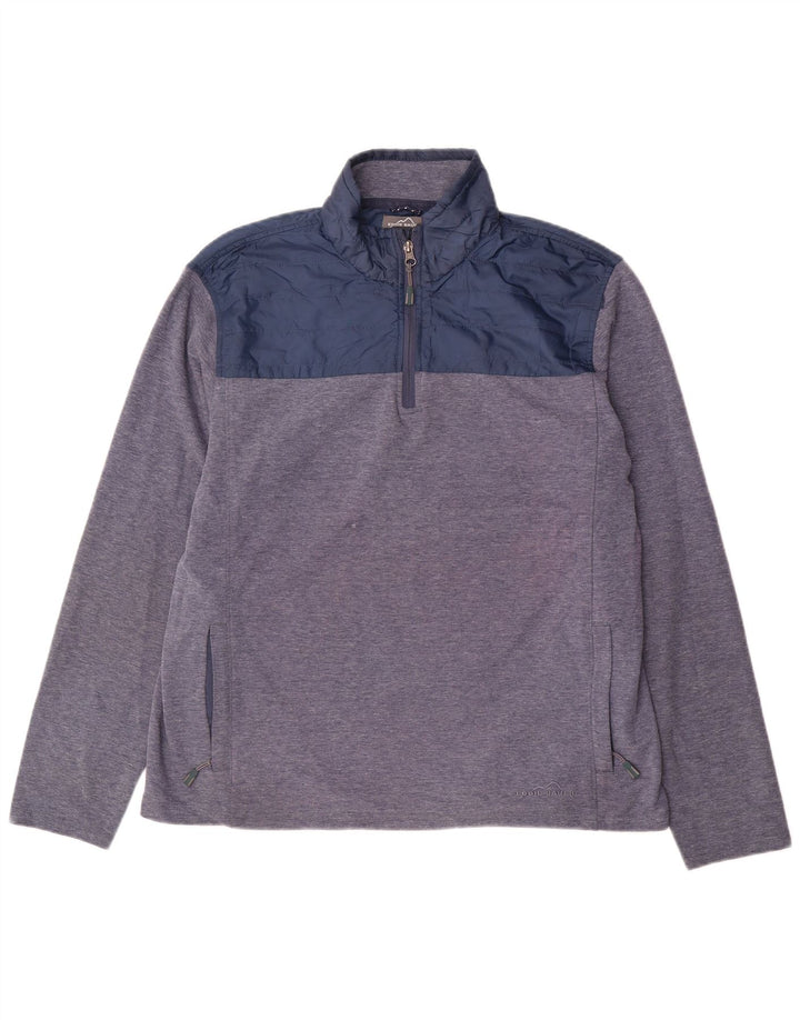 Eddie Bauer Hombre Sudadera Con Cremallera En El Cuello Jumper Large Azul Colorblock