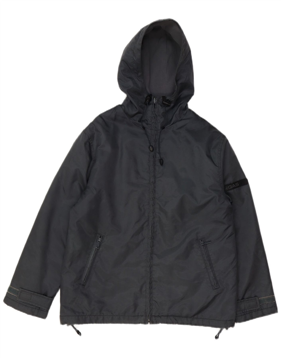 Chaqueta cortavientos con capucha para hombre Gas, poliéster gris pequeño