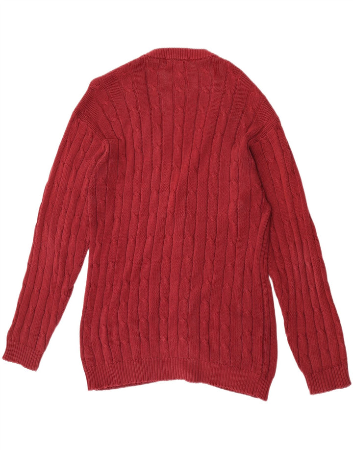 VINTAGE Hombres Cardigan Suéter Grande Borgoña