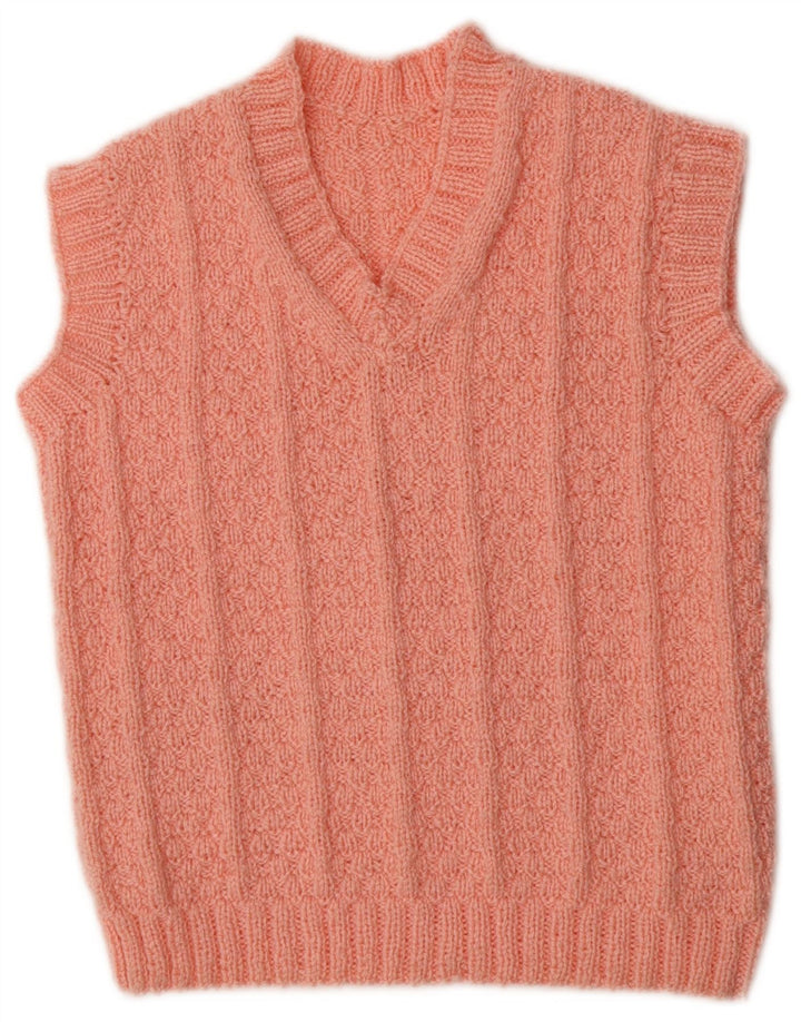 Vintage mujer chaleco camiseta sin mangas Reino Unido 12 rosa medio
