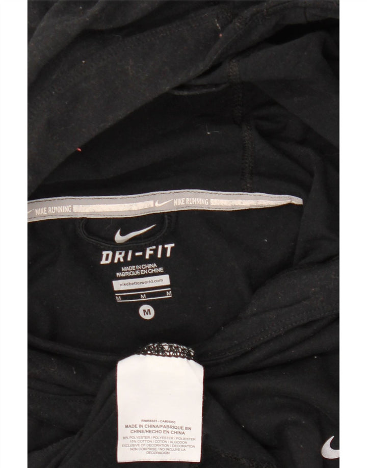 NIKE Camiseta con capucha Dri Fit para mujer, manga larga, UK 14, poliéster negro mediano