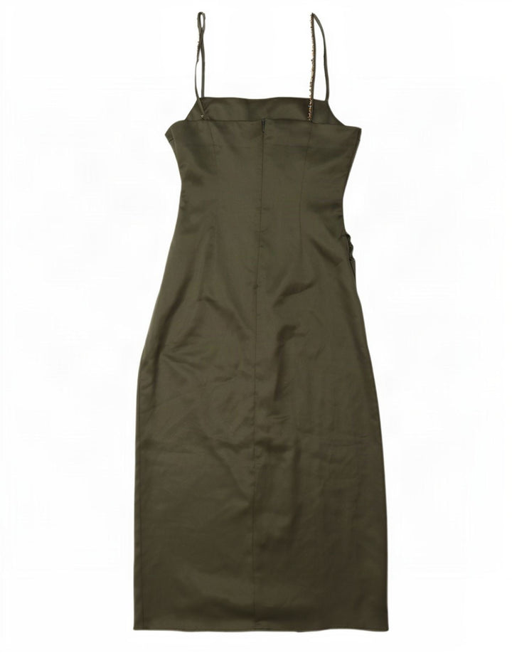 Zara Mujer Maxi Vestido Sin Mangas UK 40 Pequeño Poliéster Verde