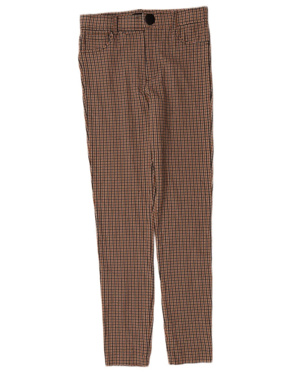 Zara Mujer Pantalón Casual Pitillo Mediano W28 L27 Viscosa Pata De Gallo Marrón