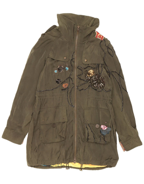 Desigual Chaqueta Parka Con Gráfico Militar Para Mujer EU 38 Verde Medio Floral