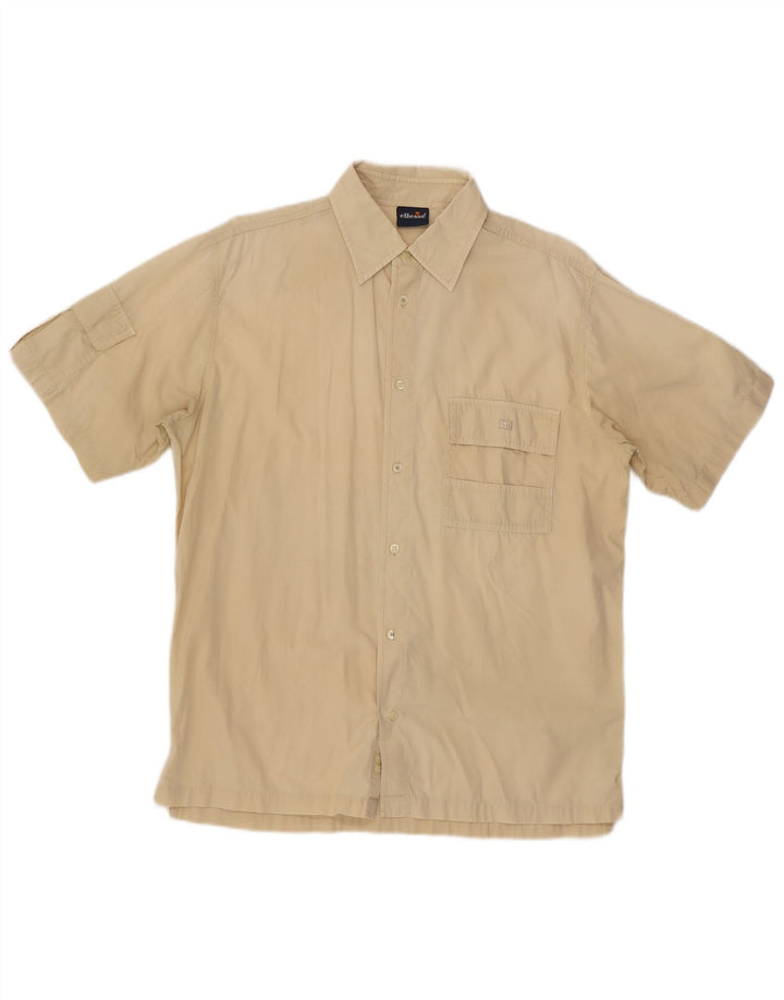 Camisa Ellesse Hombre Manga Corta Grande Algodón Beige