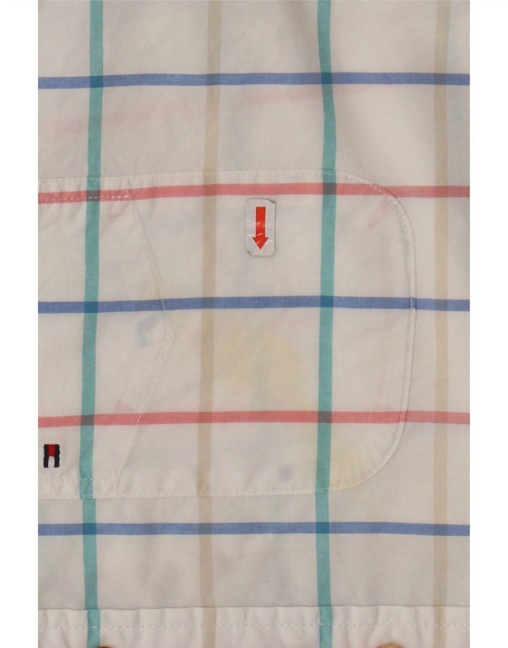 TOMMY HILFIGER Camisa de corte clásico para hombre Algodón a cuadros blanco mediano