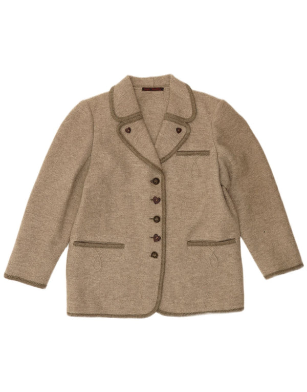 VINTAGE Mujer 5 Botones Blazer Chaqueta Reino Unido 16 Grande Beige
