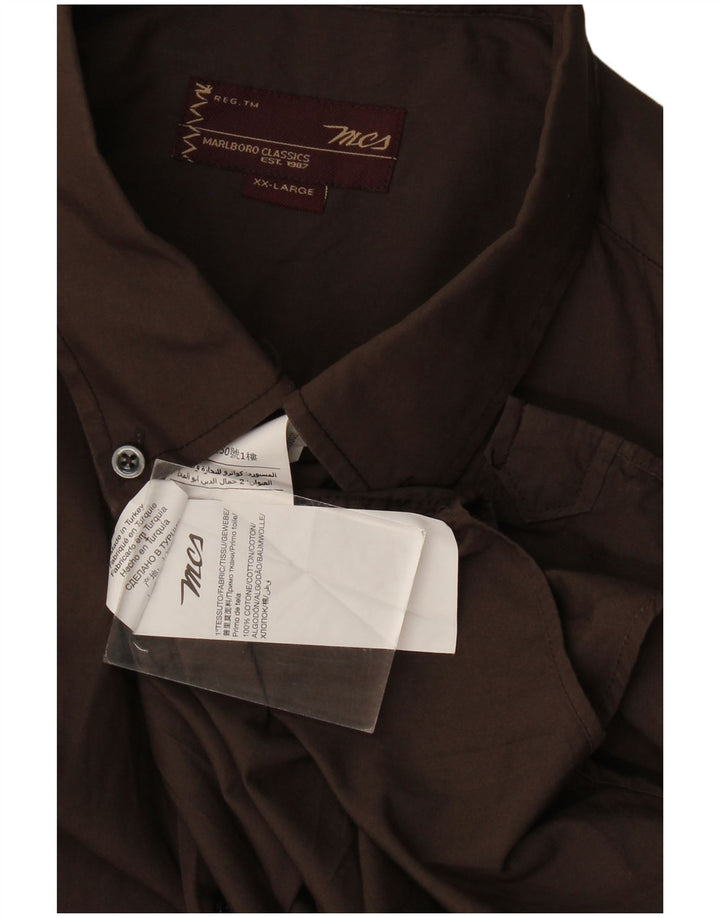 Camisa Marlboro Classics Hombre 2XL Algodón Marrón