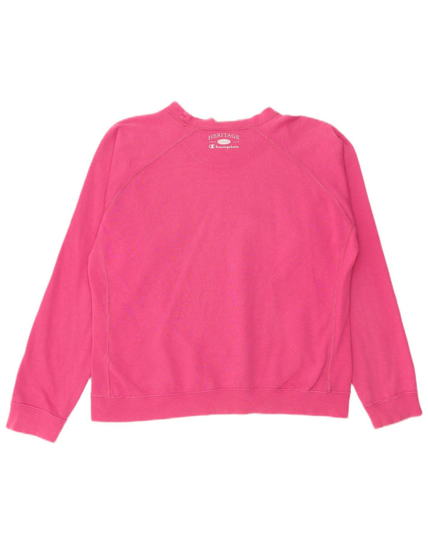 CHAMPION Sudadera gráfica para mujer Jumper UK 16 Large Pink Cotton
