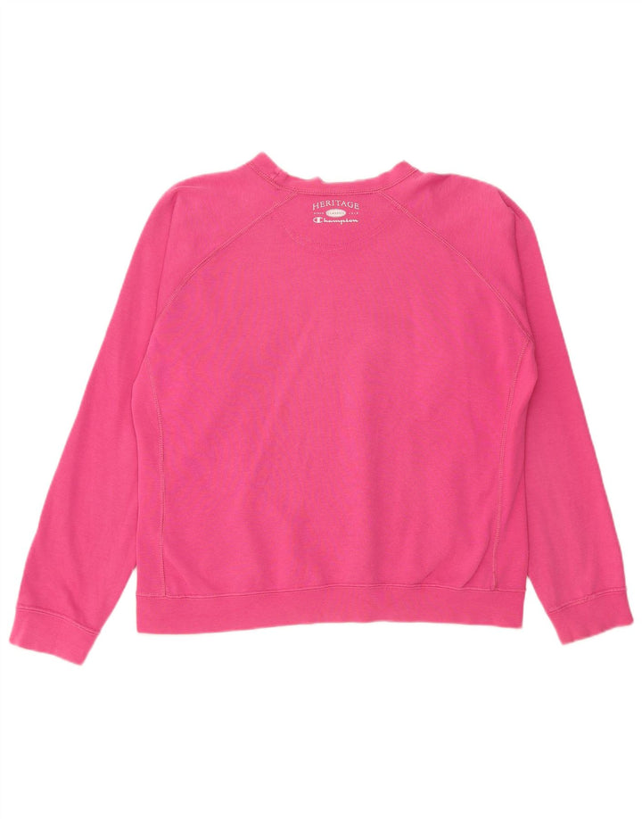 CHAMPION Sudadera gráfica para mujer Jumper UK 16 Large Pink Cotton
