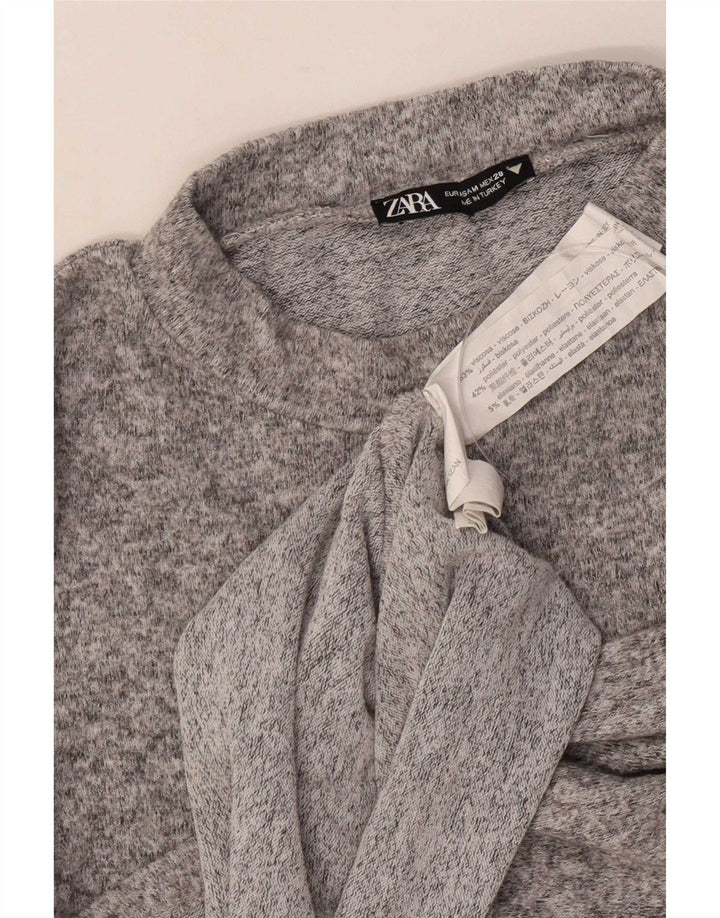 Zara Blusa de manga larga para mujer UK 42 Viscosa moteada gris medio