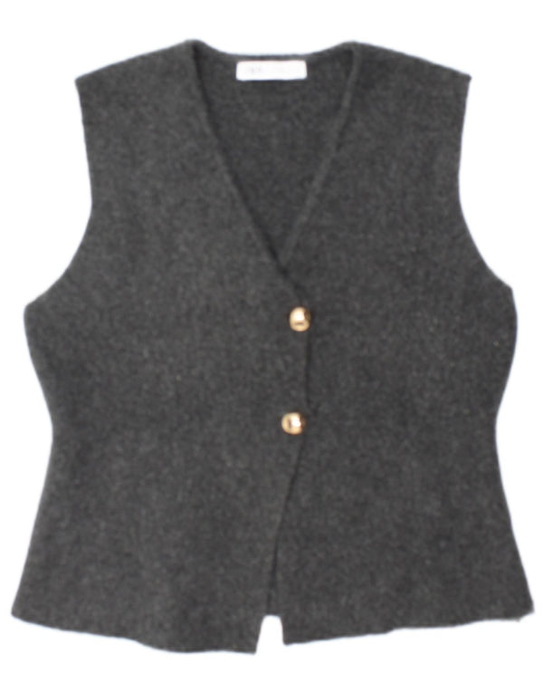 Zara Mujer Chaleco UK 44 Grande Poliéster Gris