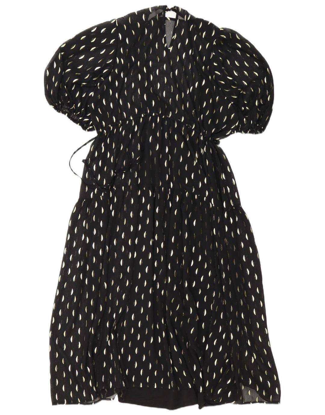 H&M Vestido largo para mujer UK 44 Poliéster con lunares negros medianos