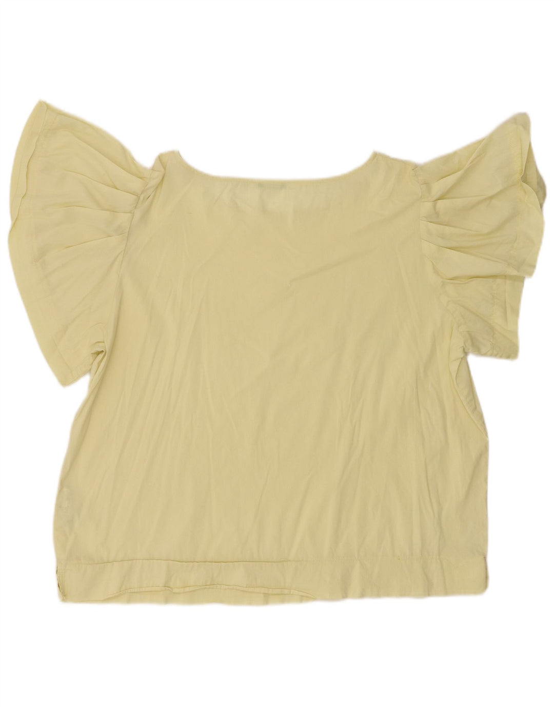 BENETTON Blusa con Alas de Murciélago para Mujer UK 40 XL Algodón Amarillo