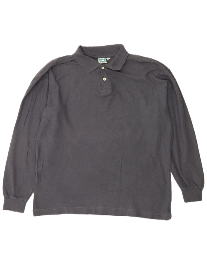 DIADORA Polo de manga larga para hombre IT 48 Gris medio Algodón