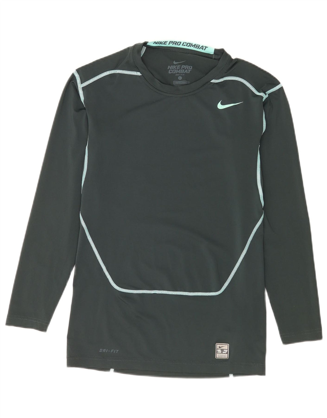 Nike Dri Fit Graphic Top manga larga para hombre poliéster verde grande