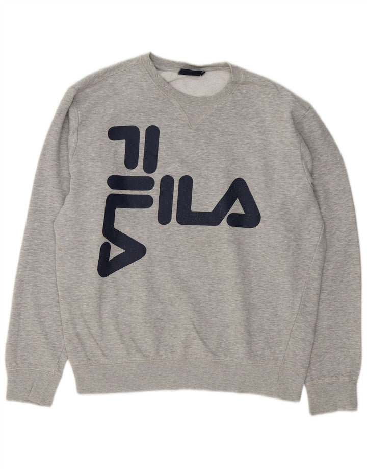 Fila Sudadera Gráfica Para Hombre Jersey Grande De Algodón Moteado Gris