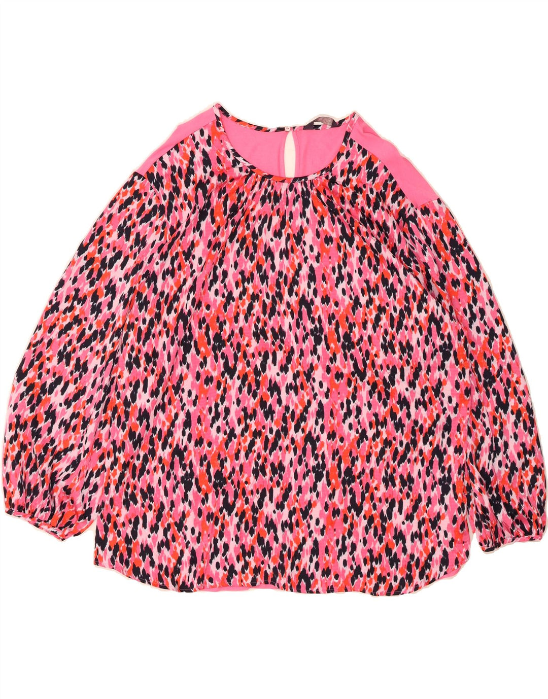 MARKS & SPENCER Womens Oversized Blouse Top UK 16 Large Pink Animal Print Vintage Marks & Spencer and Second-Hand Marks & Spencer from Messina Hembry 