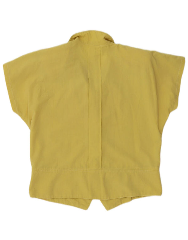 Vintage mujer camisa de manga corta blusa Reino Unido 16 amarillo grande