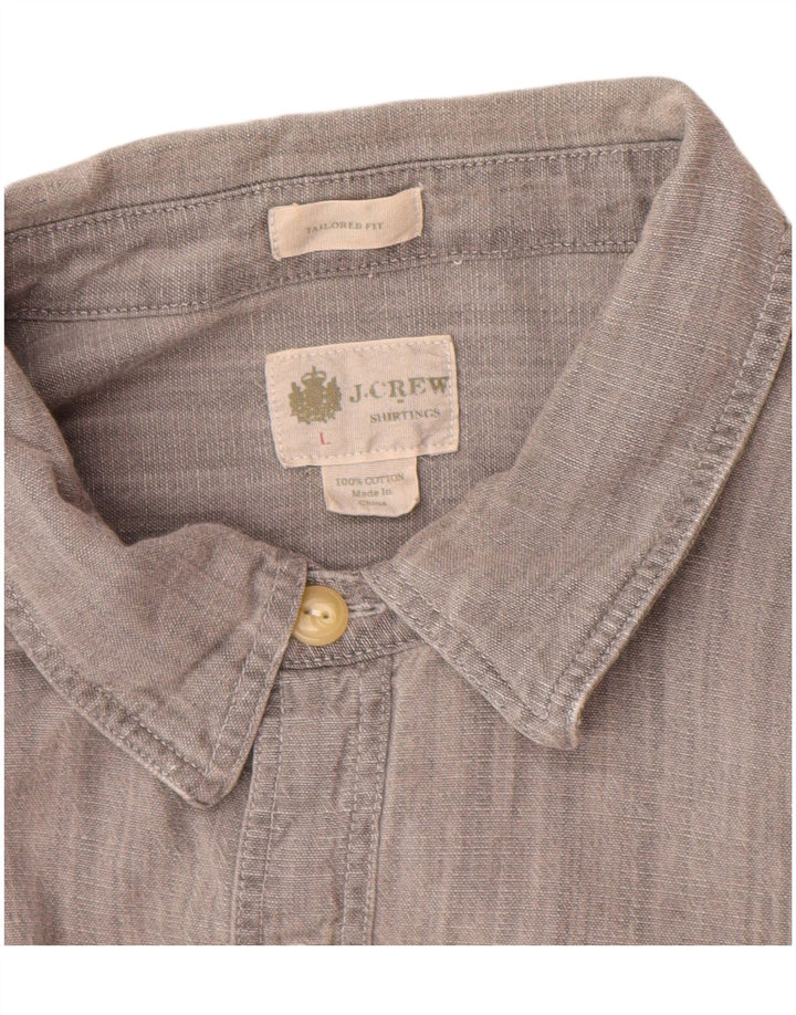 J. Crew Camisa entallada para hombre de algodón gris grande