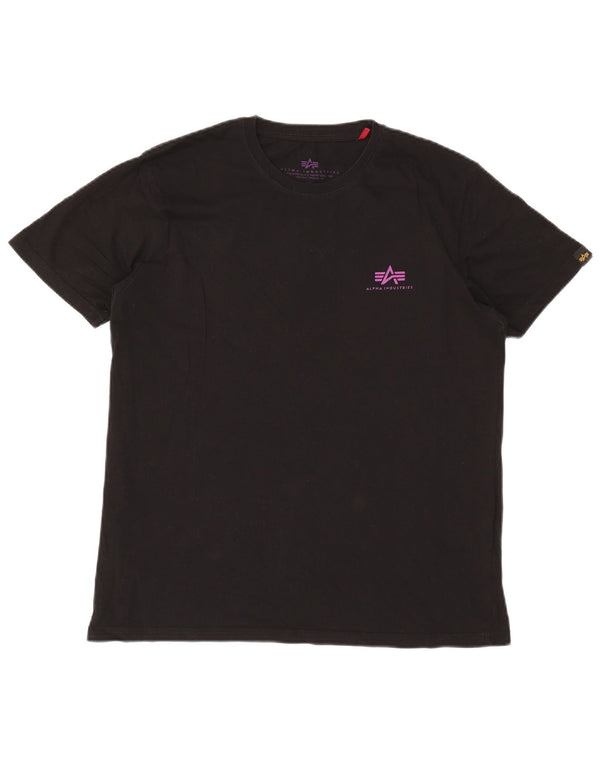 Alpha Industries - Camiseta gráfica para hombre, talla grande, algodón negro