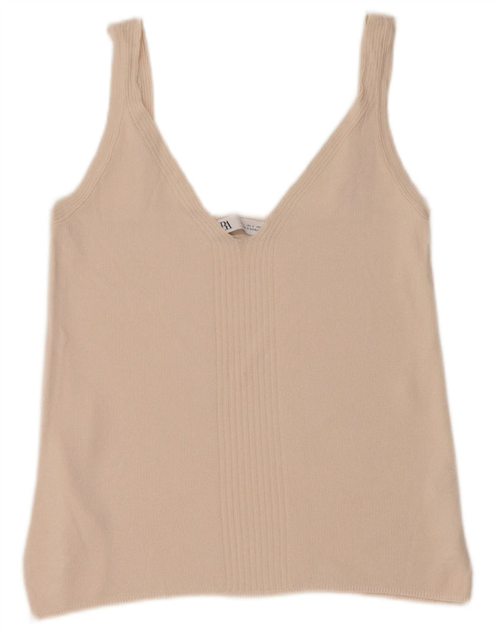 Zara Mujer Crop Cami Top UK 44 Large Viscosa Beige