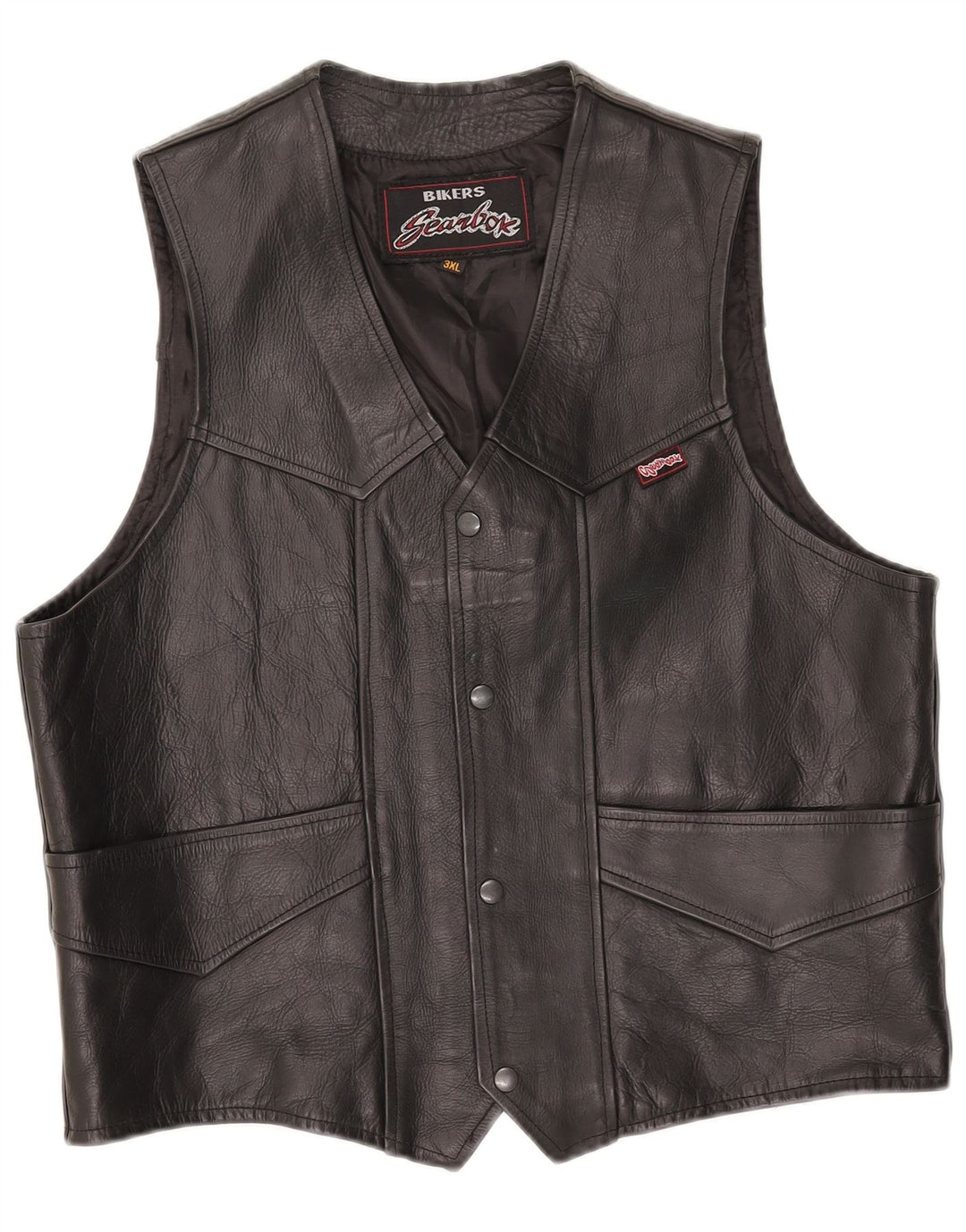 Chaleco de cuero motociclista vintage para hombre 3XL Negro