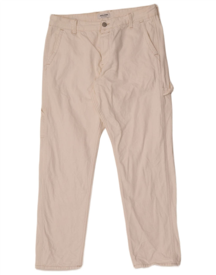 Jack & Jones Vaqueros rectos tipo cargo para hombre W34 L30 Blanco