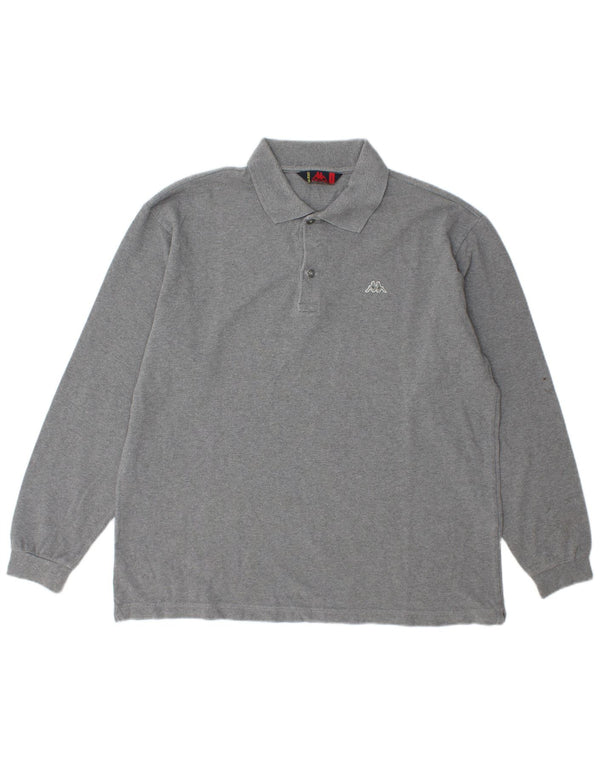 Kappa Polo De Manga Larga Para Hombre Grande Gris Algodón