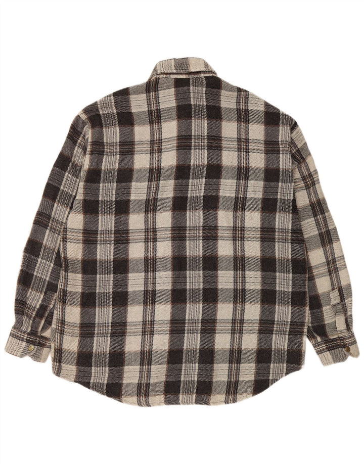 European Project Camisa de franela para hombre 2XL Gris Cuadros Acrílico